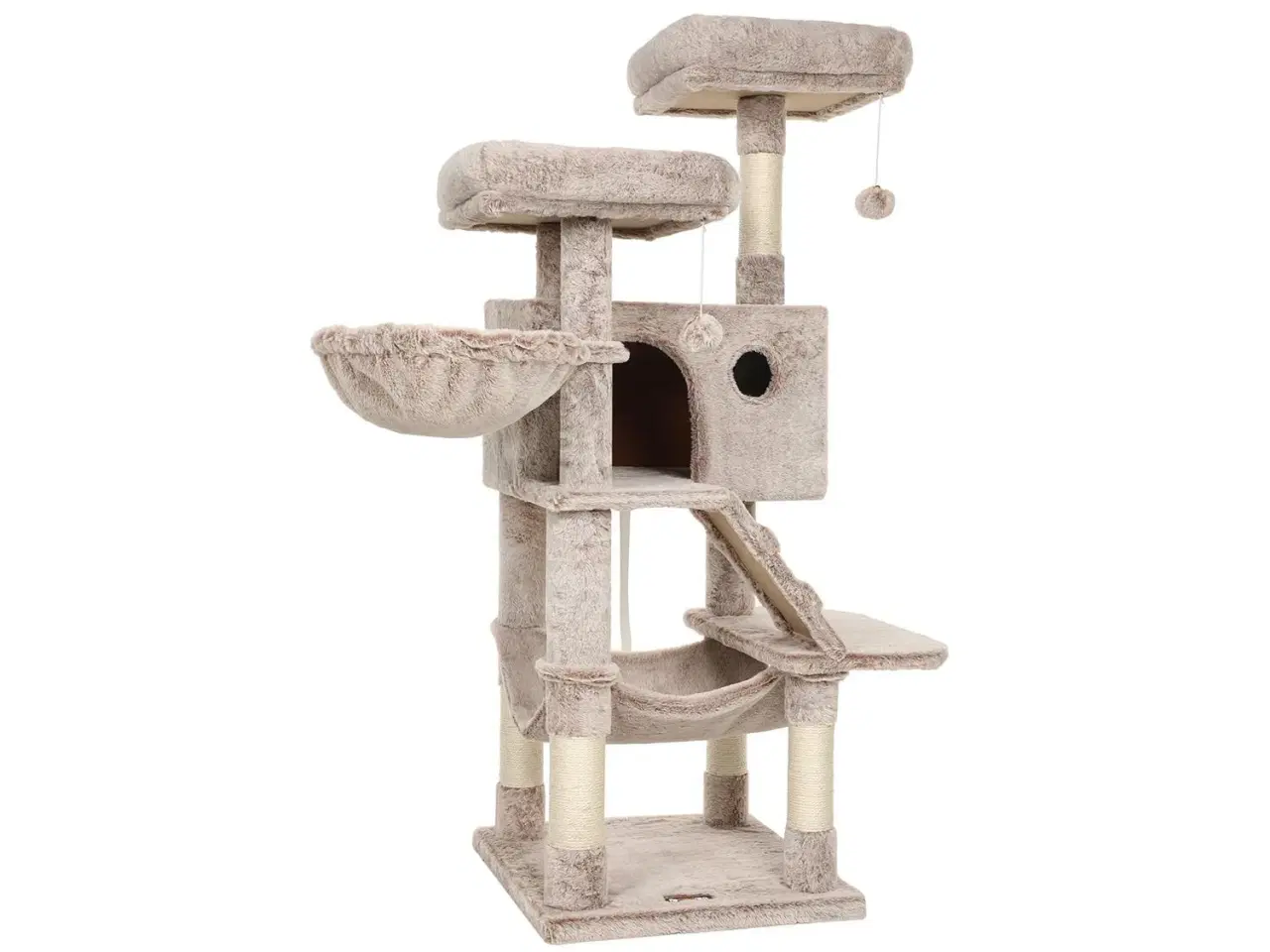 Billede 1 - Kattetræ FEANDREA – kradsetræ med blød beklædning, lys brun, 135 cm