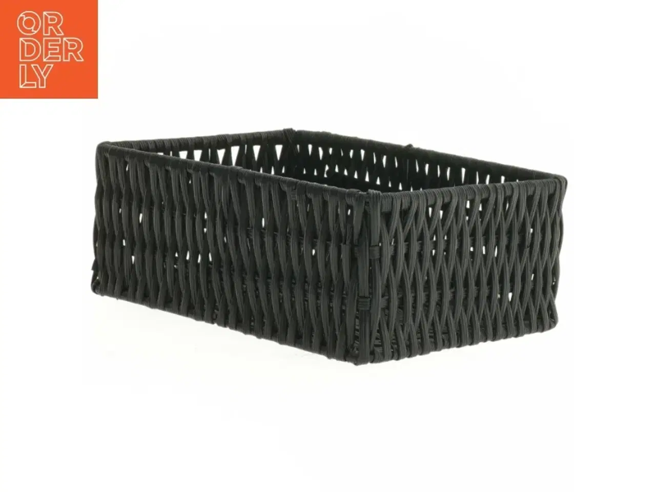 Billede 1 - Flettet sort opbevaringskurv (str. 18 x 13 x 7 cm)