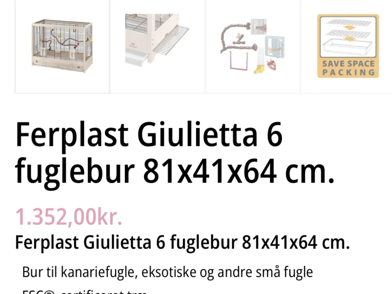 Billede 3 - Ferplast fuglebur 81x41x64cm