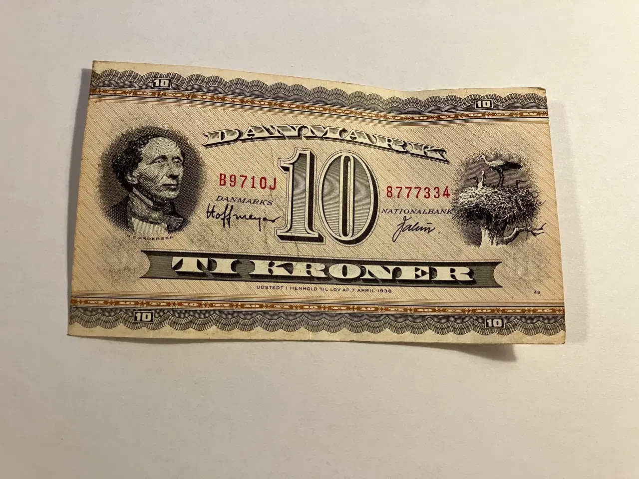 Billede 1 - 10 Kroner 1971 Erstatningsseddel - Dårlig stand