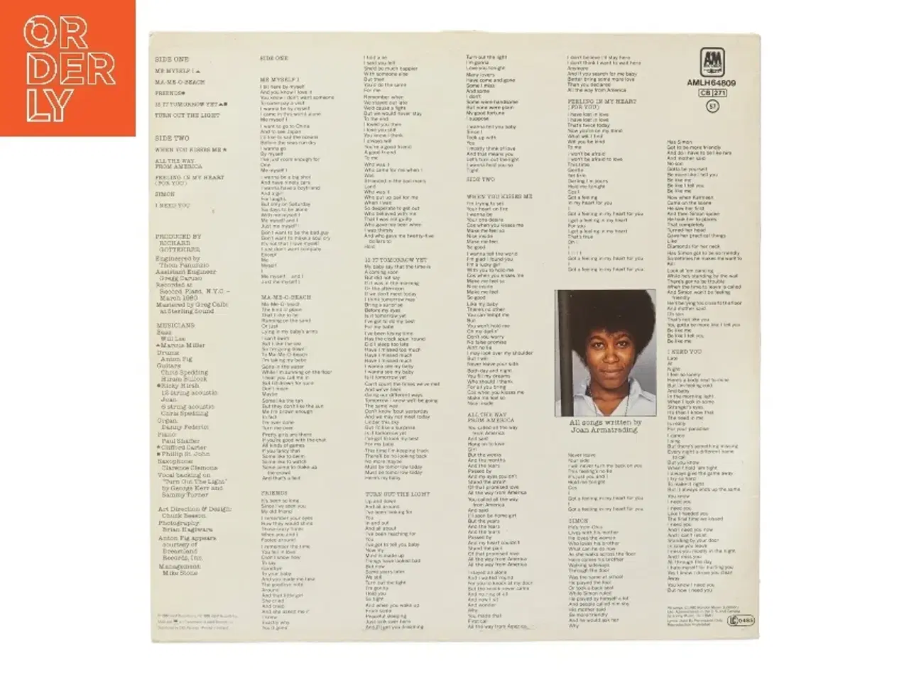 Billede 2 - Joan Armatrading - Me Myself I vinyl fra A&M Records