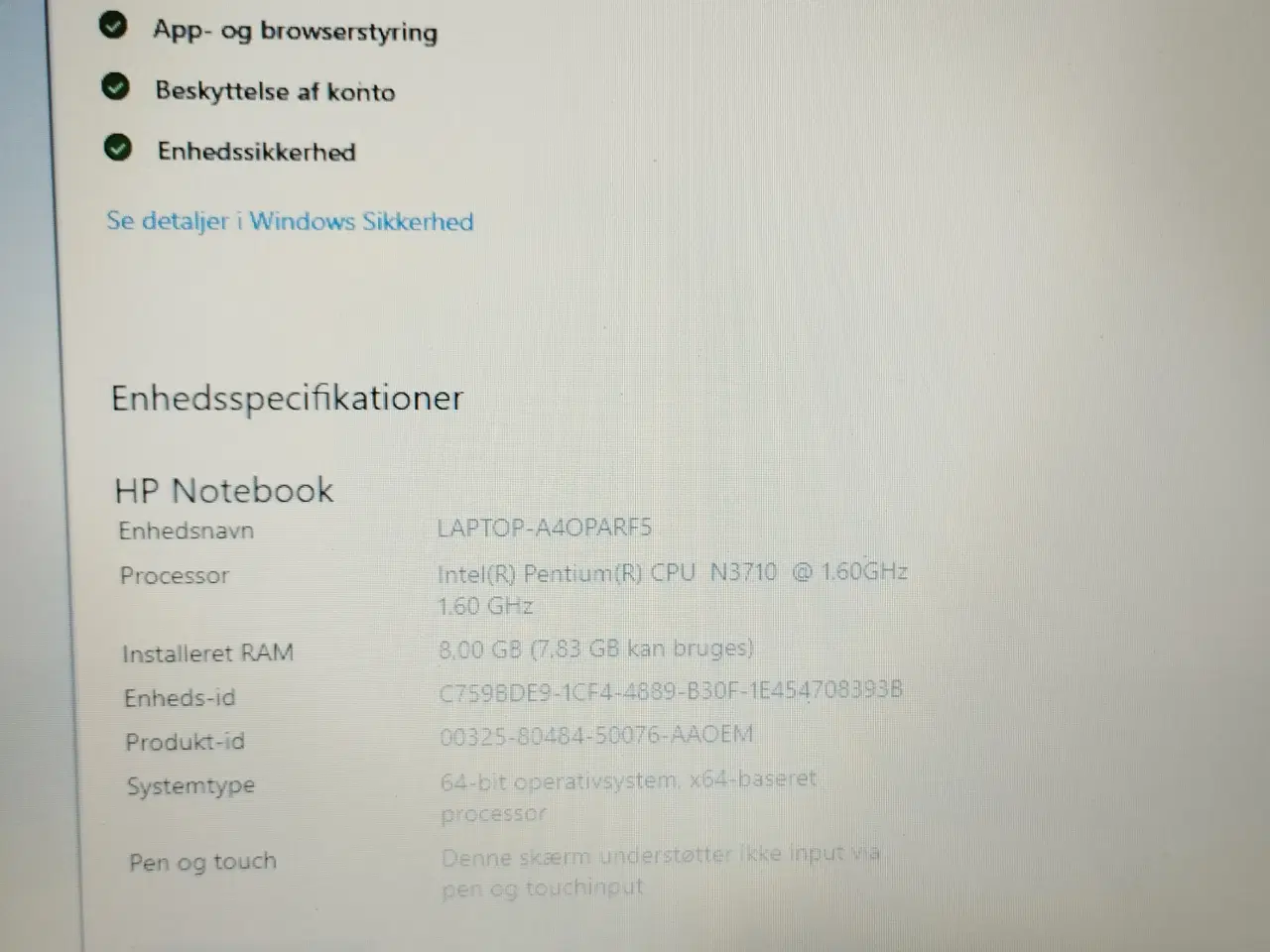 Billede 1 - Hp bærbare computer med oplader 15