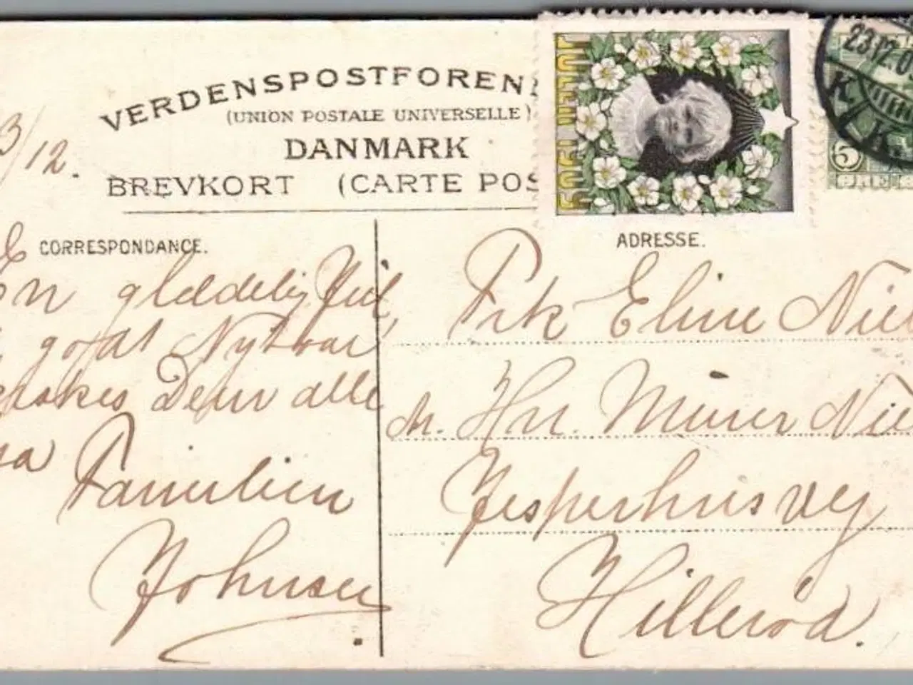 Billede 1 - Julemærke 1909 på Postkort