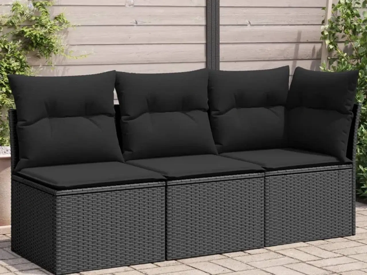 Billede 1 - 3-personers havesofa med hynder polyrattan sort