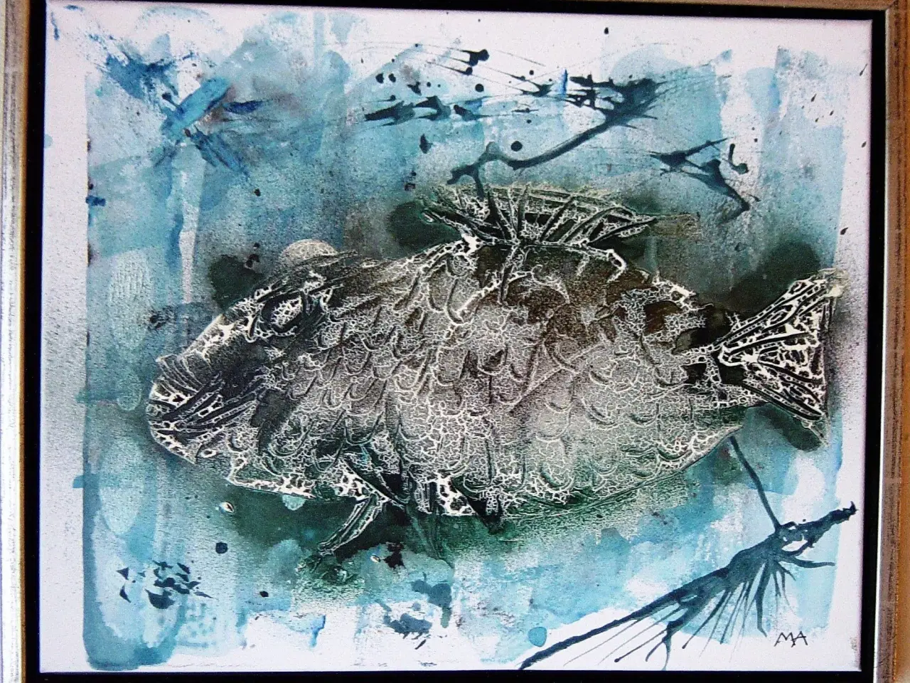 Billede 2 - Akrylmaleri: Fisk i dybet af M.A.