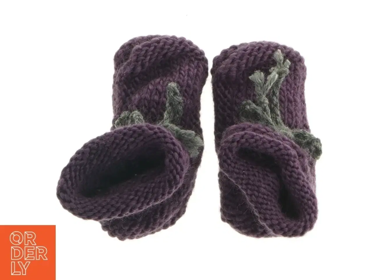 Billede 3 - Strikkede babystøvler i lilla (str. 11 cm)