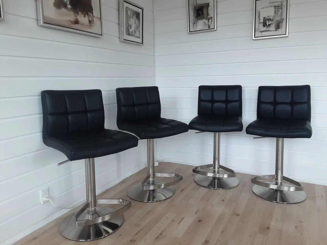 Billede 1 - Sort Læder Bar stole