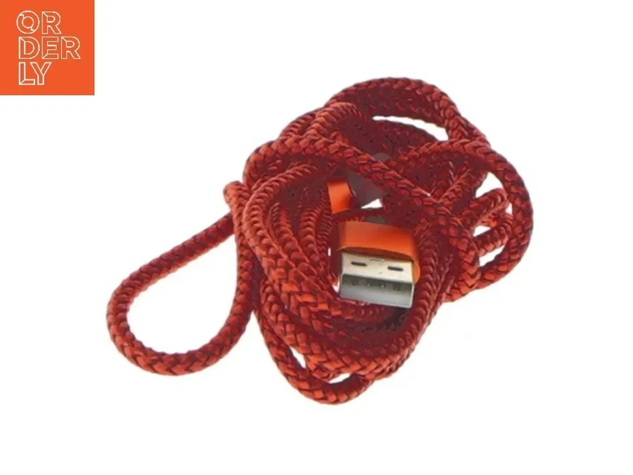 Billede 3 - USB kabel med flettet orange cover (str. 188 cm)
