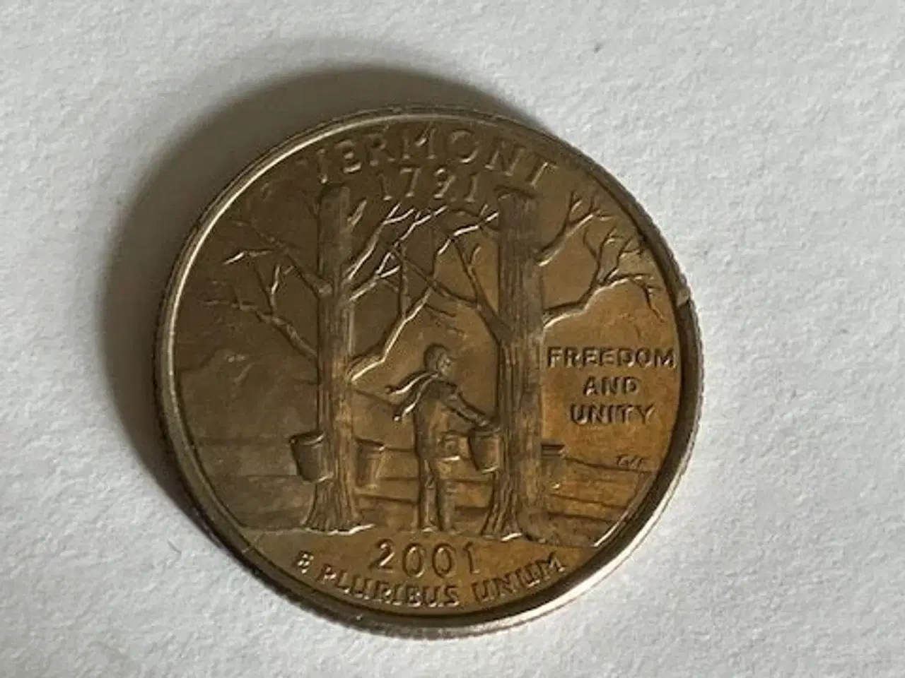 Billede 1 - Quarter Dollar 2001 Vermont USA