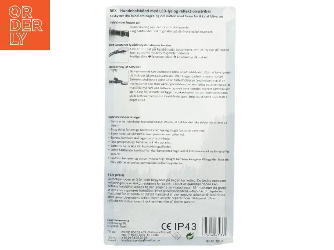 Billede 2 - Reflekshalsbånd med LED-lys fra REX (str. 40-60x2,5 cm)