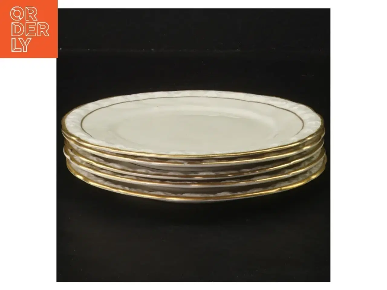 Billede 1 - Edelweiss porcelænstallerkener med guldkant 5 stk fra JLMENAU (str. 5 stk Ø 16 cm)