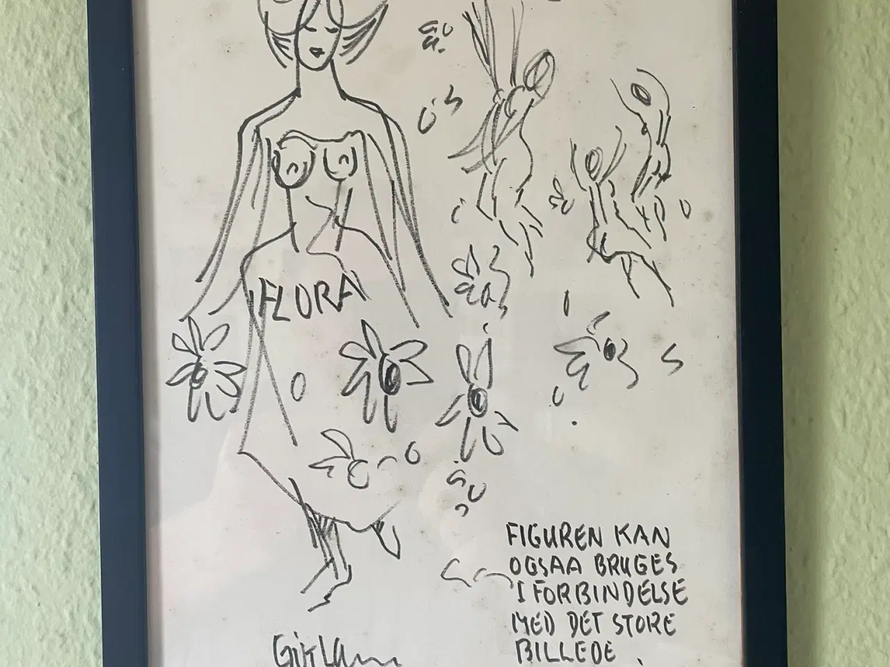 Billede 1 - ERIK LARSEN Tegning m/Tekst !