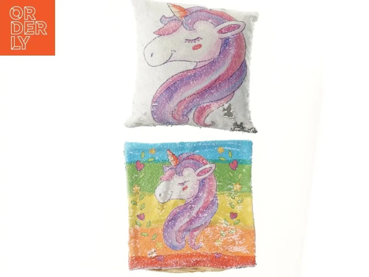 Billede 1 - Pyntepuder med palietter og enhjørning (str. 39x38 cm)