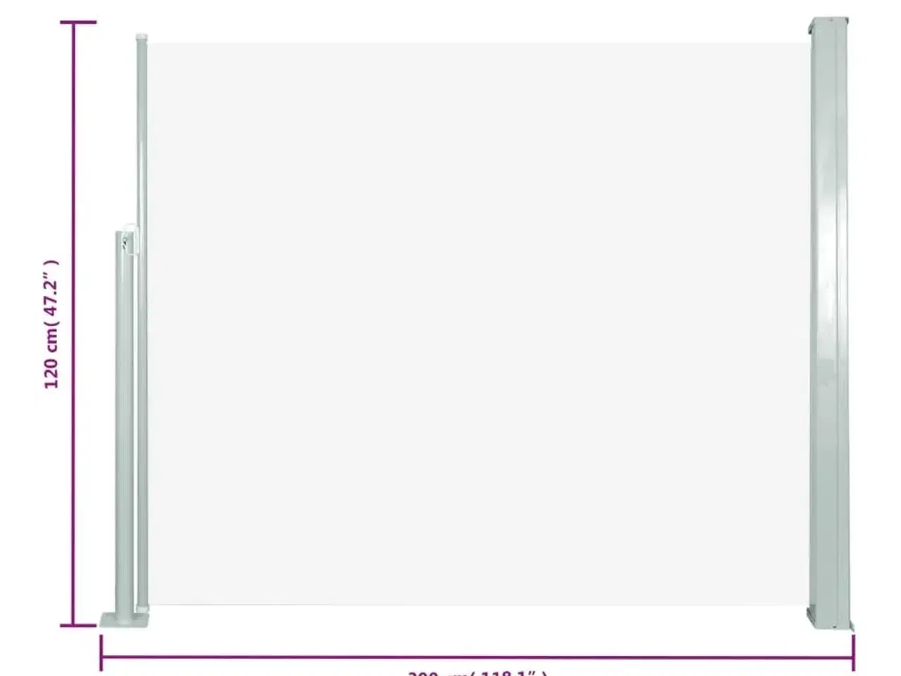 Billede 7 - Sammenrullelig sidemarkise 120x300 cm cremefarvet