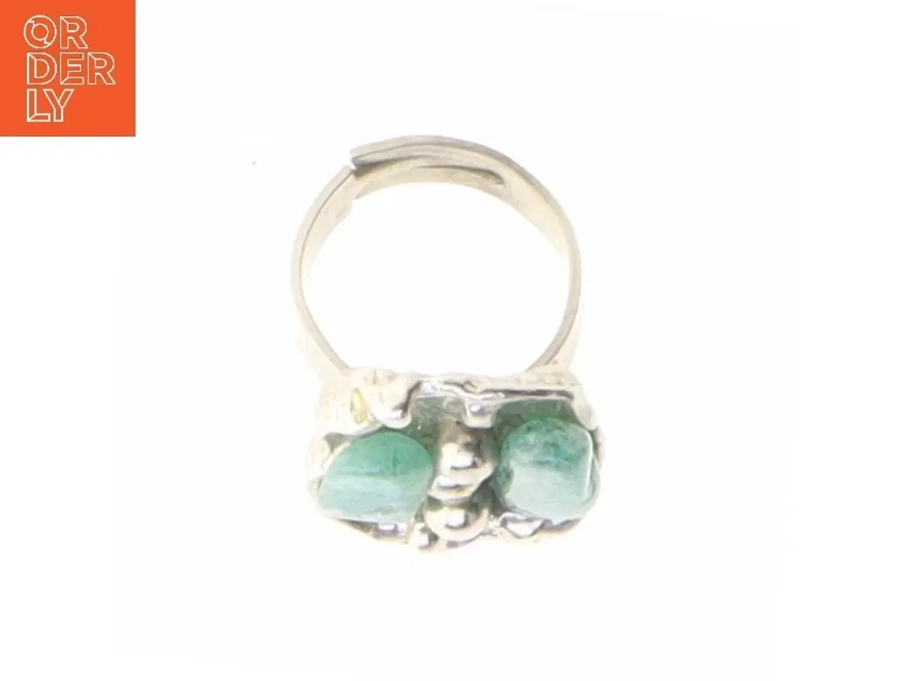 Billede 4 - Sølv ring med grønne sten (str. 52 mm)