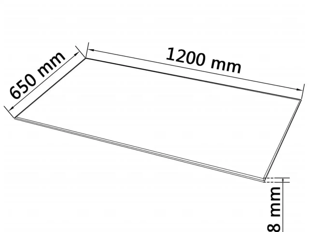 Billede 4 - Bordplade hærdet glas rektangel 1200 x 650 mm