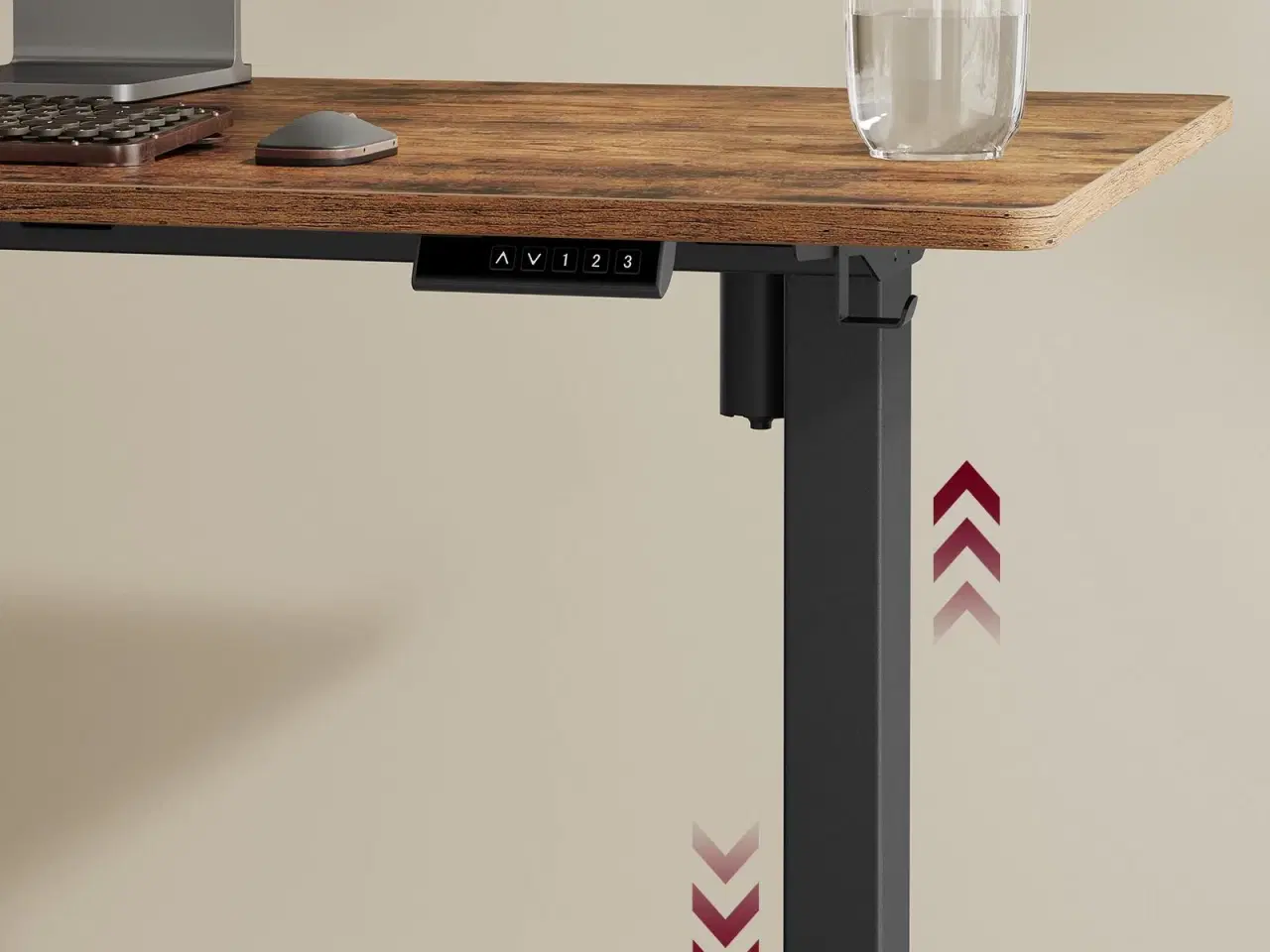 Billede 4 - Elektrisk hæve-sænke stel til skrivebord – justerbart 80–150 cm, memory 3 højder, 70 kg, stål, ink black