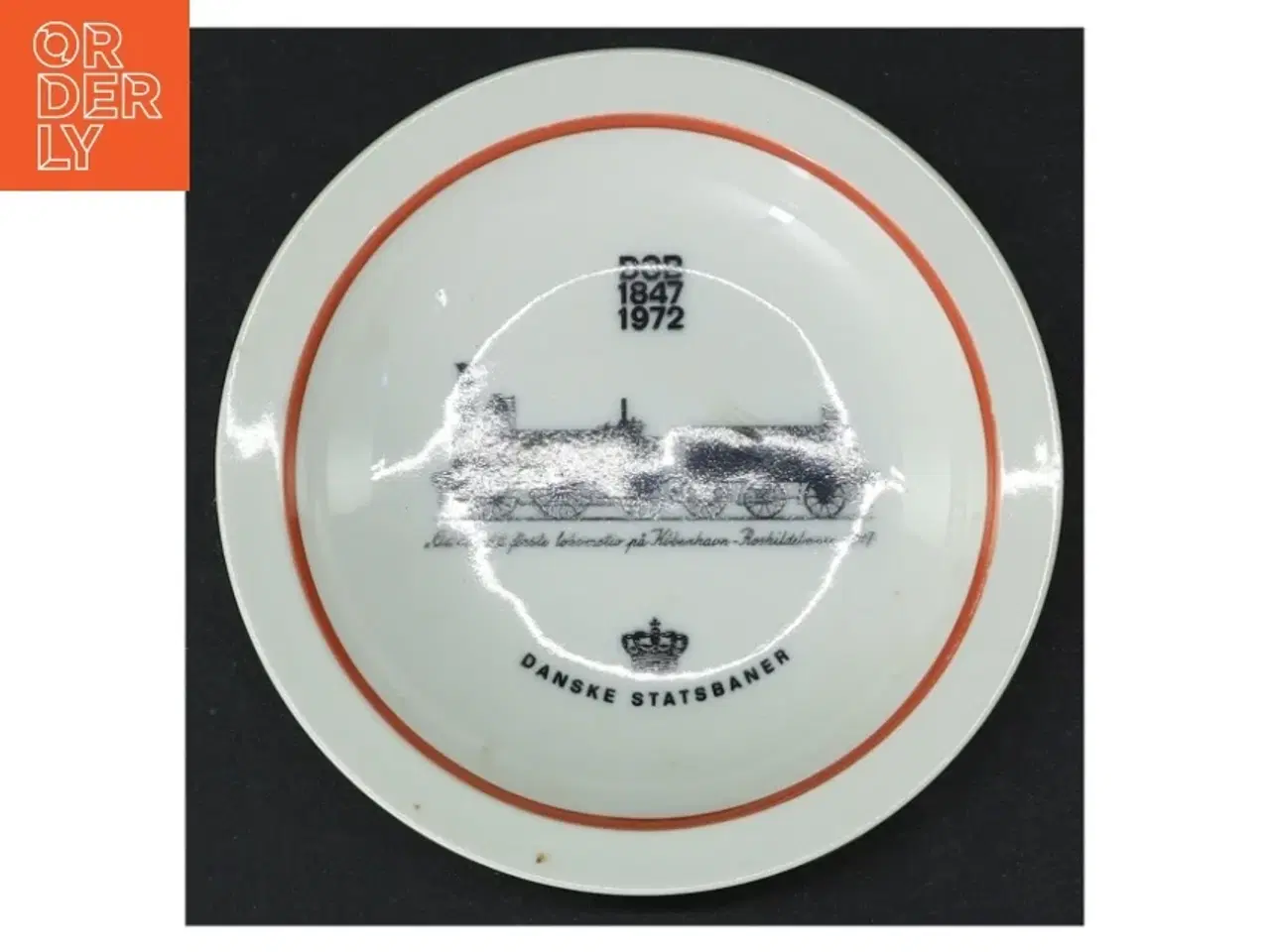 Billede 1 - Platte med jernbanemotiv fra Royal Copenhagen (str. Ø 13 cm)