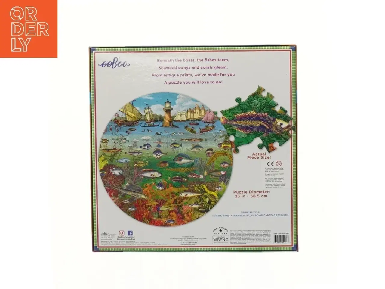 Billede 2 - 500-brikkers rundt puslespil med fisk og både (str. 28x28 cm)