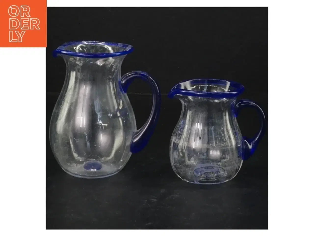 Billede 1 - To glas kander med blå kant fra Guidlum (str. 11 cm. og 8 cm)