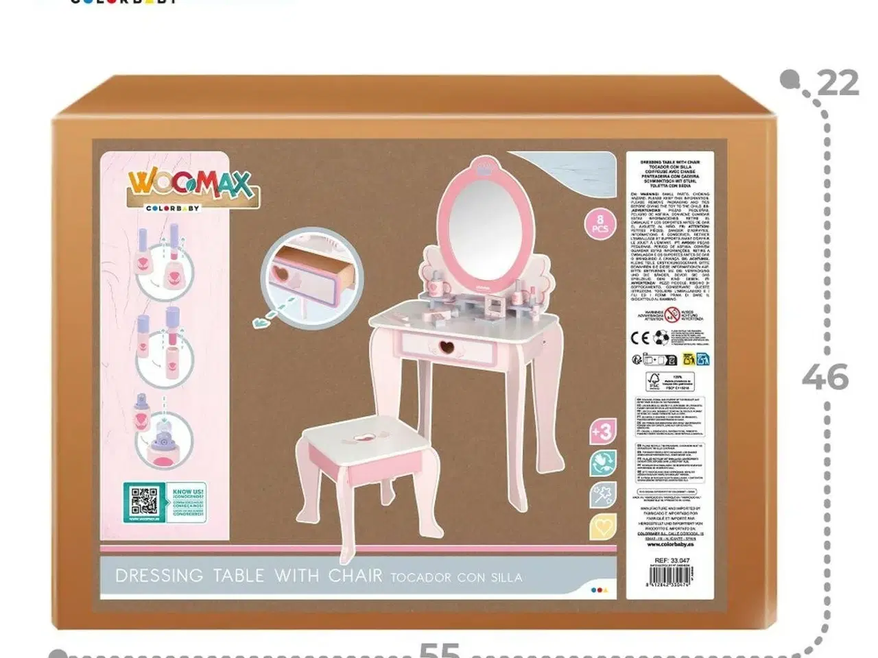 Billede 6 - Sminkebord med spejl og stol - dukkeleg