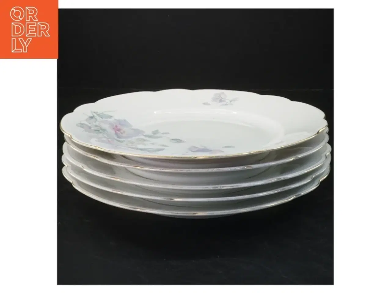 Billede 1 - Porcelænstallerkener med blomsterdesign (str. Ø 25 cm)