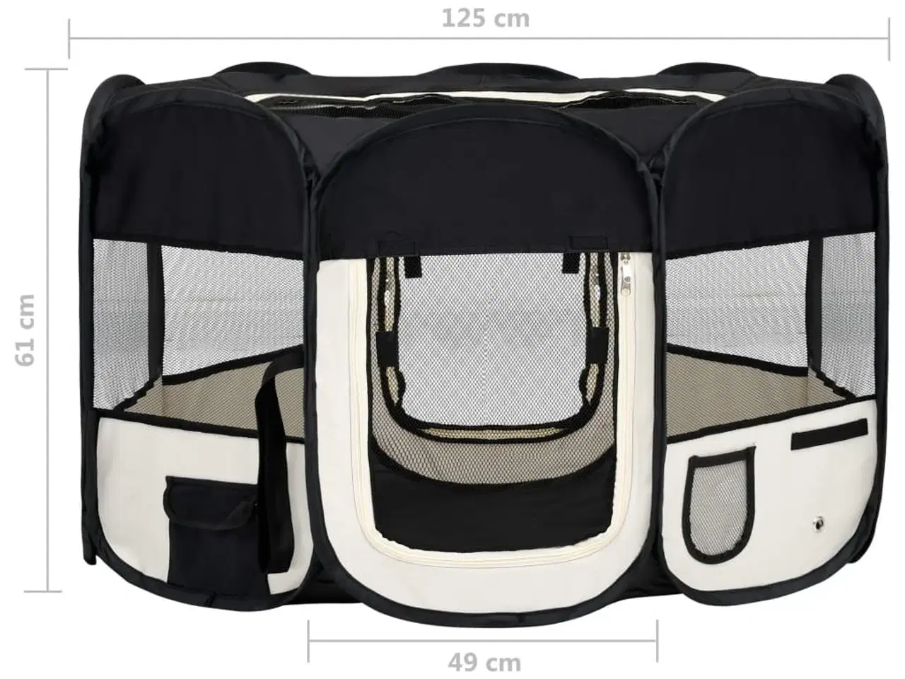 Billede 12 - Foldbar hundegård med bæretaske 125x125x61 cm sort