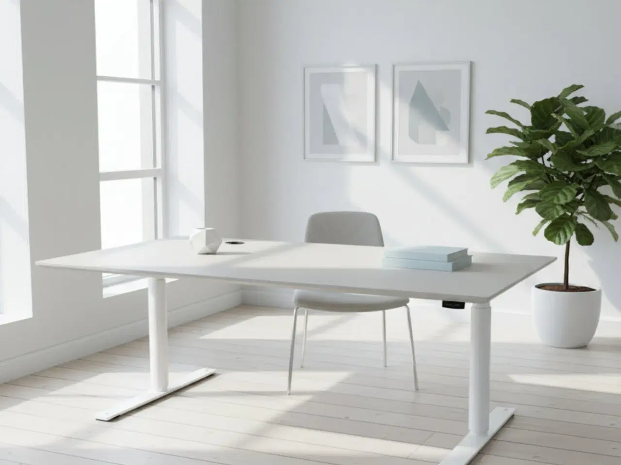 Billede 2 - Linak Hæve/sænkebord – Grå/Hvidt Stel 160x90