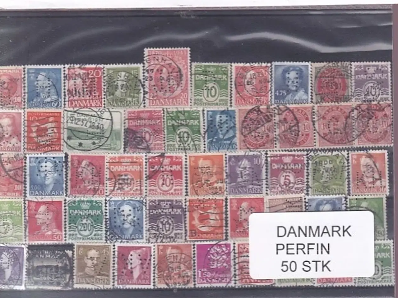 Billede 1 - Danmark Perfiner 50 stk. Stemplet/Ustemplet