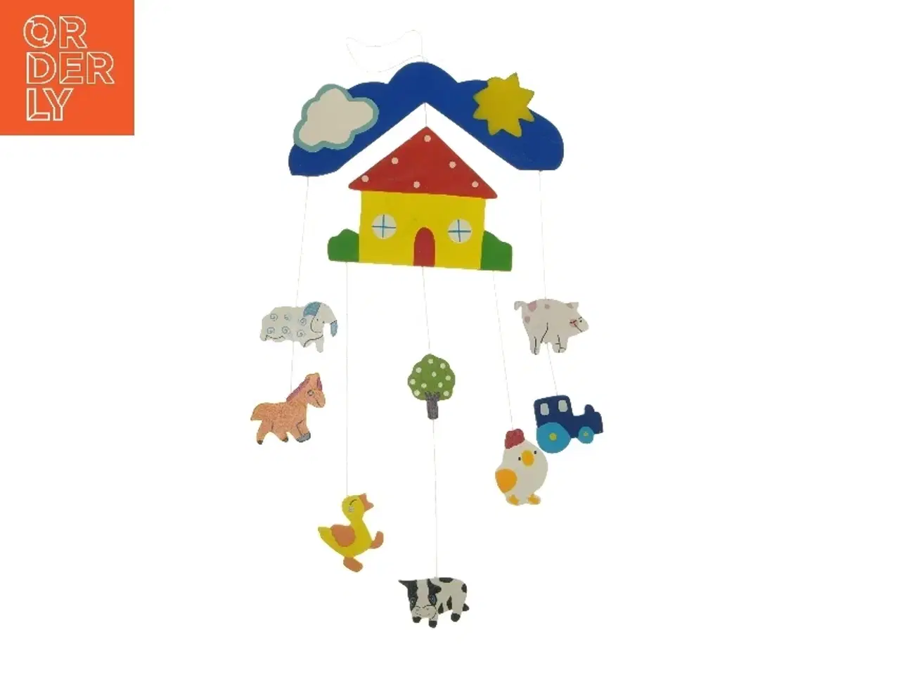 Billede 1 - Træmobile med bondegårdsfigurer (str. 21x43 cm)