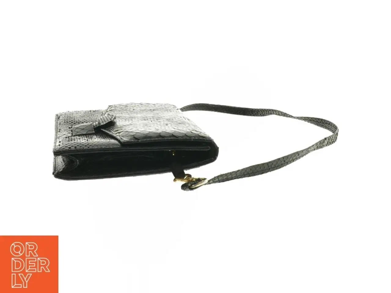 Billede 4 - Sort slangeskindstaske/clutch (str. 25 x 16,5 cm)