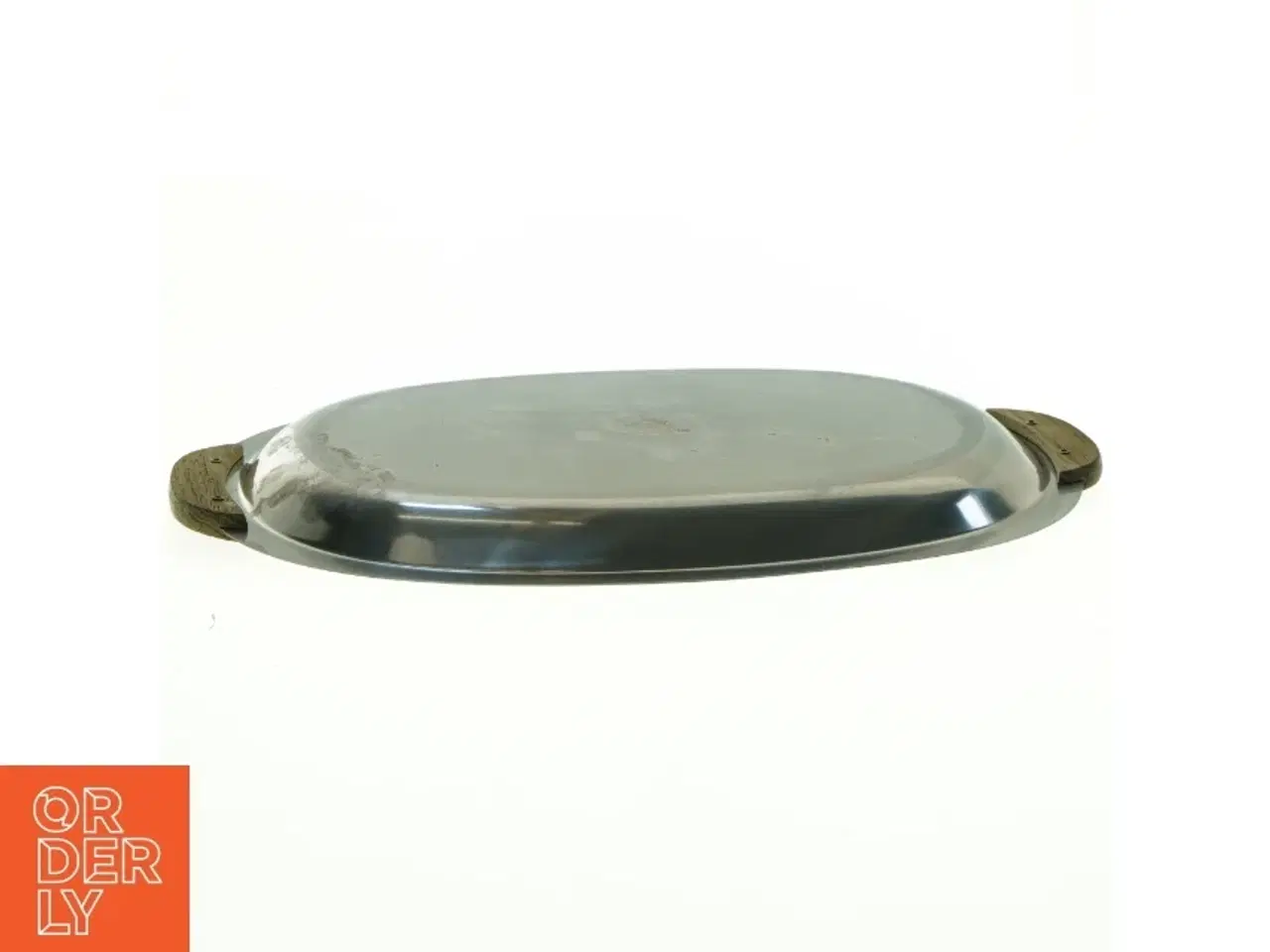 Billede 2 - Oval metalbakke med træhåndtag (str. 33 x 22 cm)