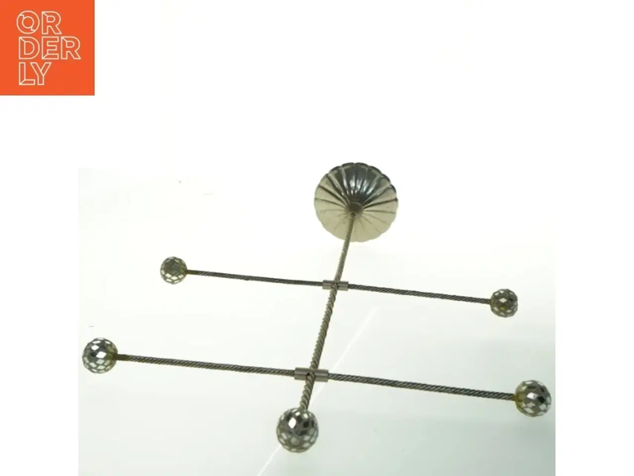 Billede 1 - Messinglysestage med glaskugler (str. 52x36x11,5 cm)