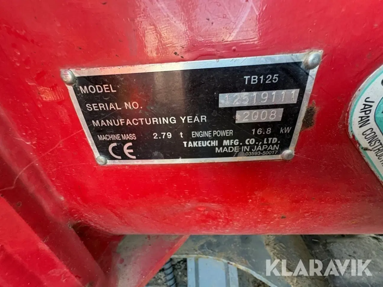 Billede 9 - Gravemaskine Takeuchi Tb125