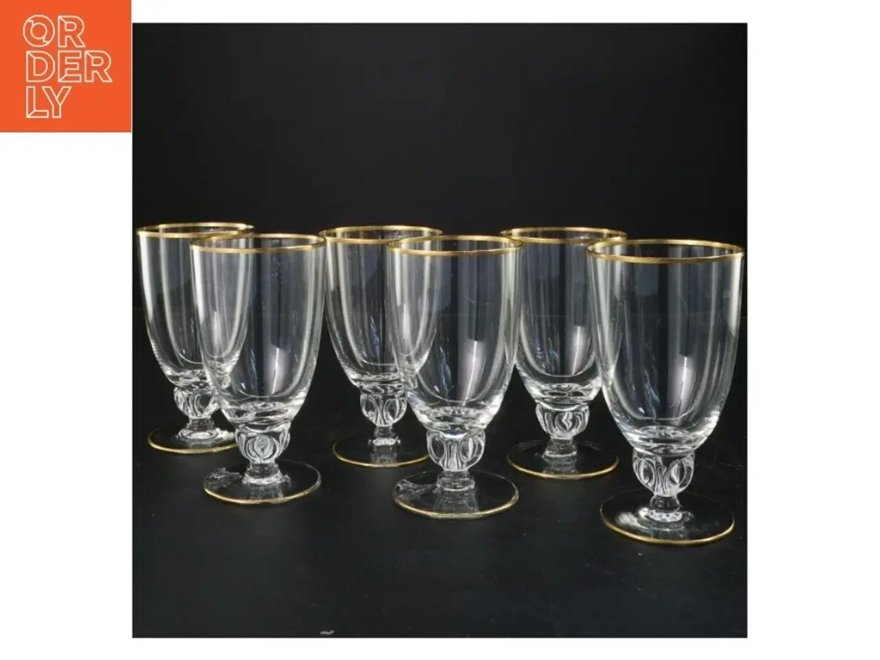Billede 2 - Sæt med seks glas med guldkant (str. 14x8 cm)