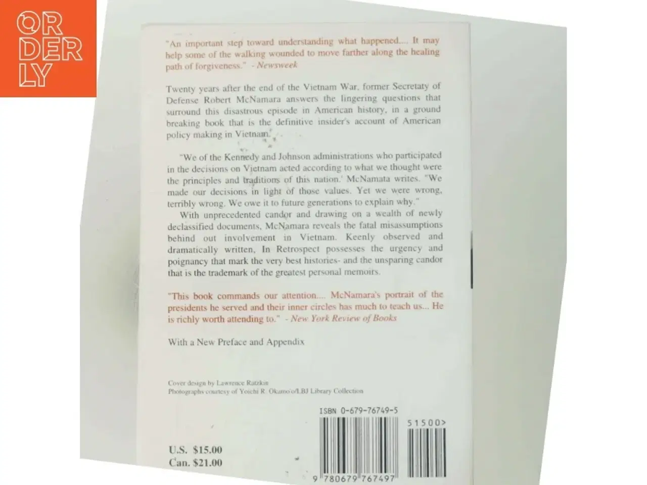 Billede 3 - In Retrospect, The Tragedy and Lessons of Vietnam af Robert S. McNamara (Bog)