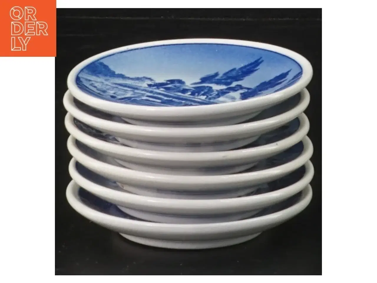 Billede 2 - Blå- og hvidmønstrede porcelænstallerkener fra Royal Copenhagen (str. Ø. 8,5 cm. 6 styk)