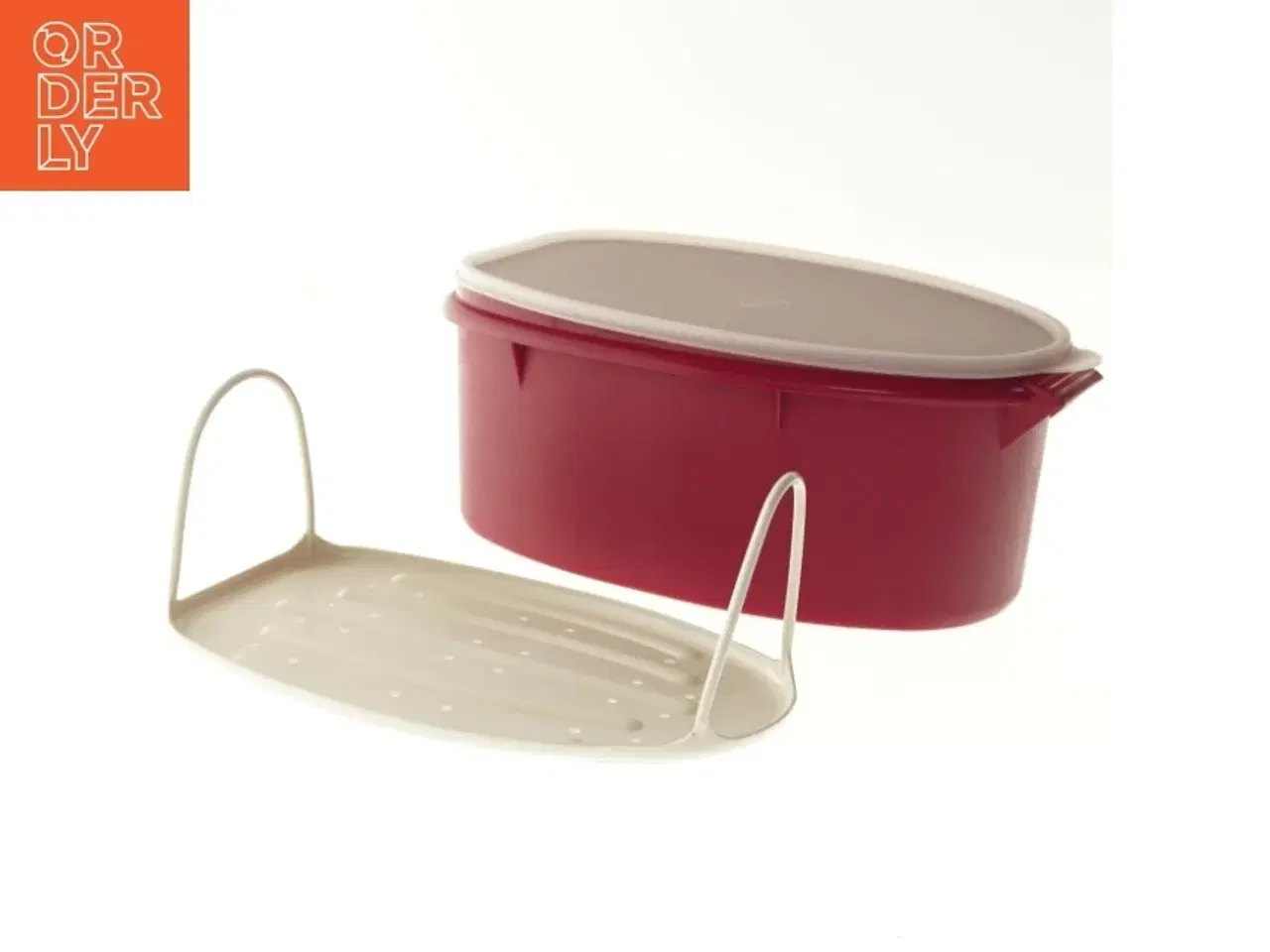 Billede 4 - Rød plastkontainer med låg fra Tupperware (str. Ø 29x Ø 19x14,5 cm)