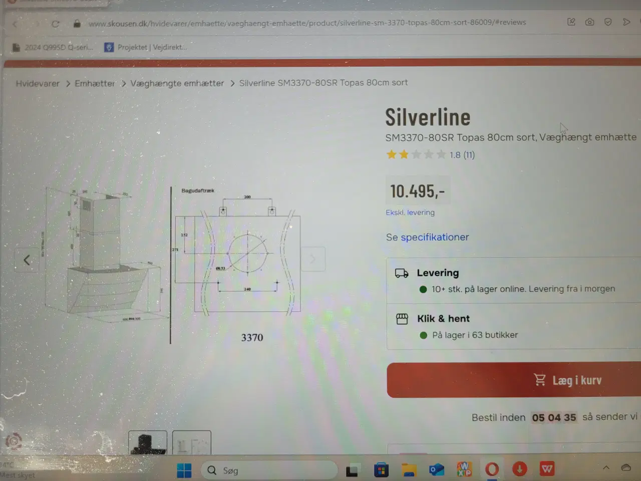 Billede 3 - Emhætte 80cm hvid Silverline 