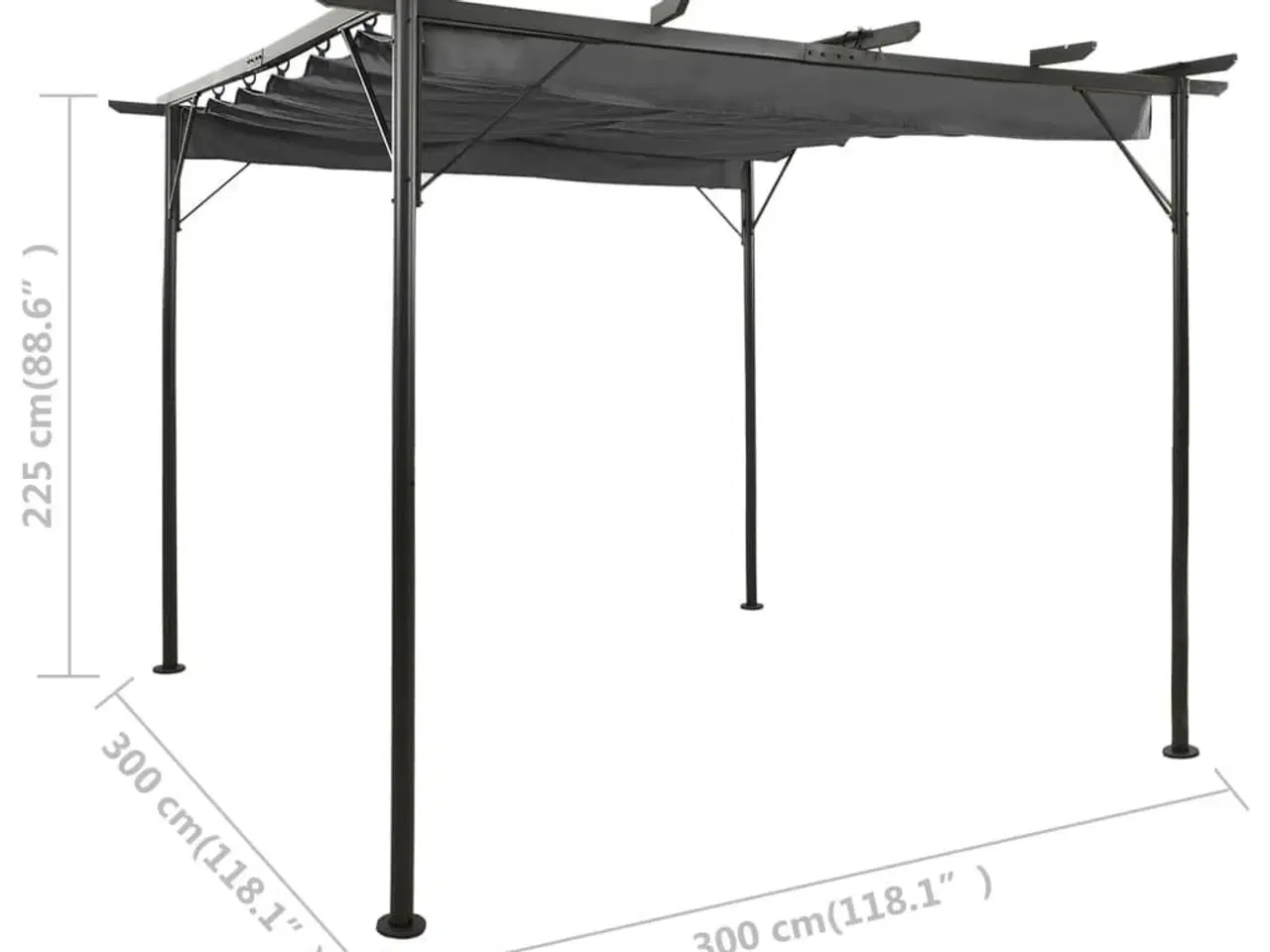 Billede 6 - Pergola med sammenrulleligt tag 3x3 m 180 g/m² antracitgrå