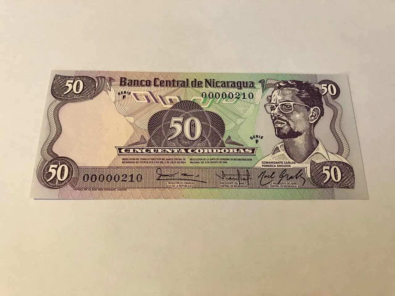 Billede 1 - 50 Cordobas Nicaragua 1984 - Low serialnumber