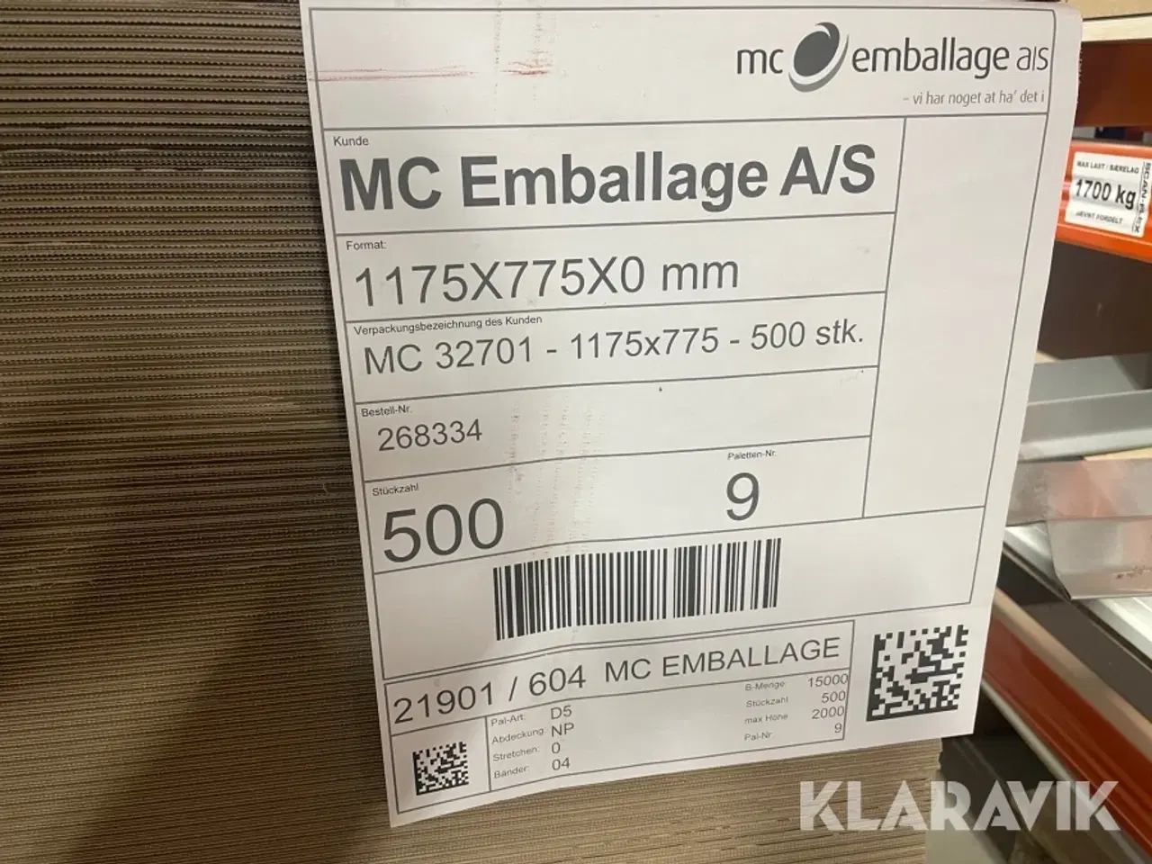 Billede 6 - Pap plader MC emballage 1175x775mm 500 styk