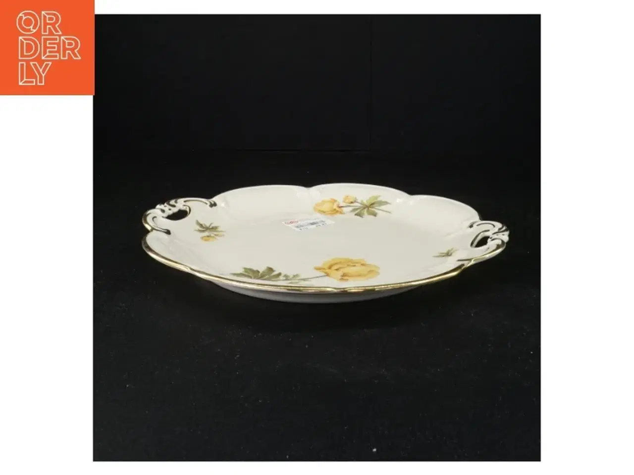 Billede 1 - Porcelænsfad med gul blomsterdekoration fra Bavaria (str. 29 x 27 cm)