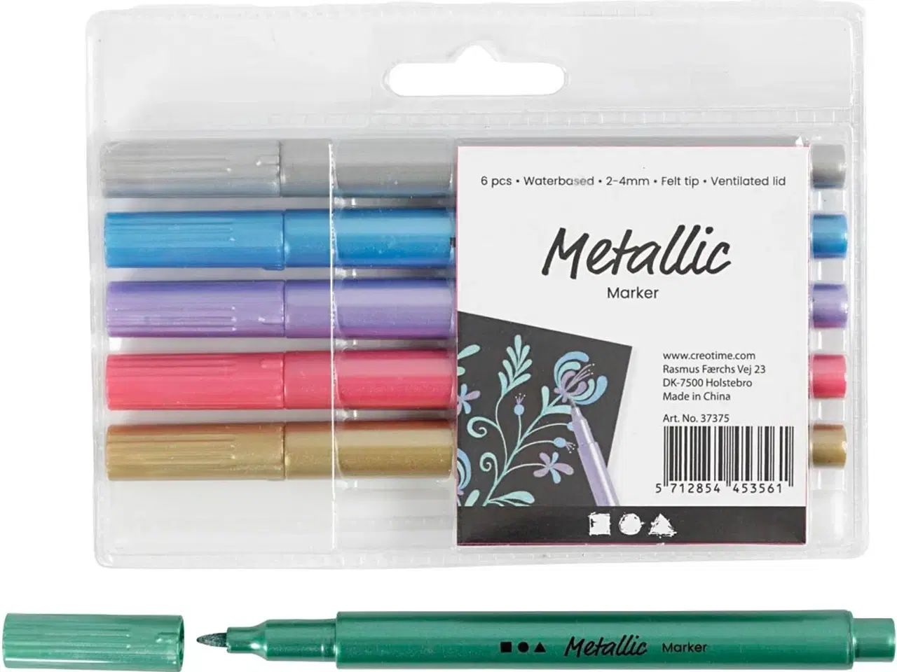 Billede 1 - Metallic Tuscher 2-4 mm, 6 stk. - Skab Unikke Kunstværker