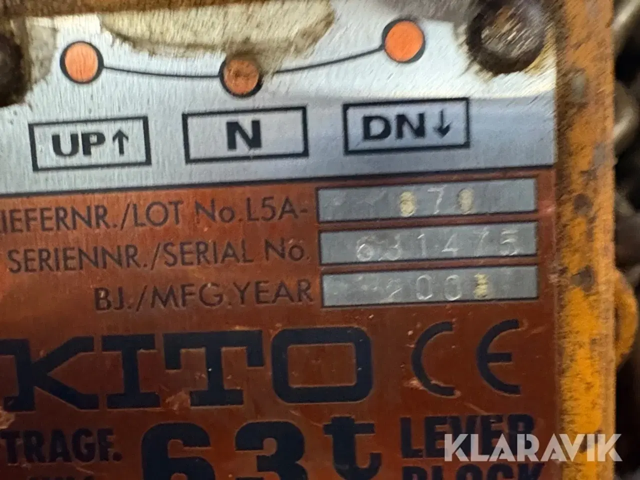 Billede 7 - Talje KITO 6,3 T