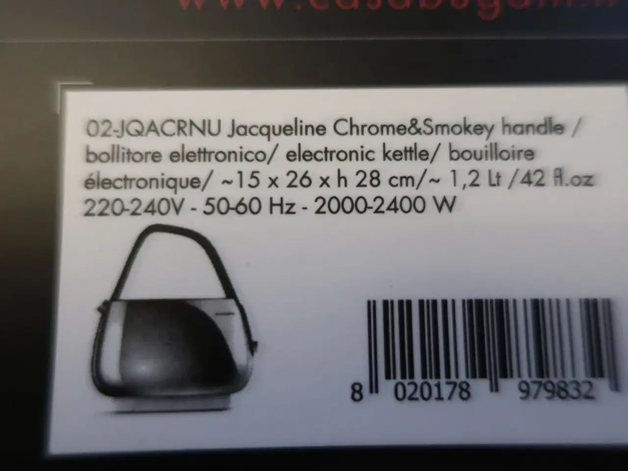 Billede 3 - El-keddel BUGATTI JAQUELINE 02-JQACRNU med smokey håndtag