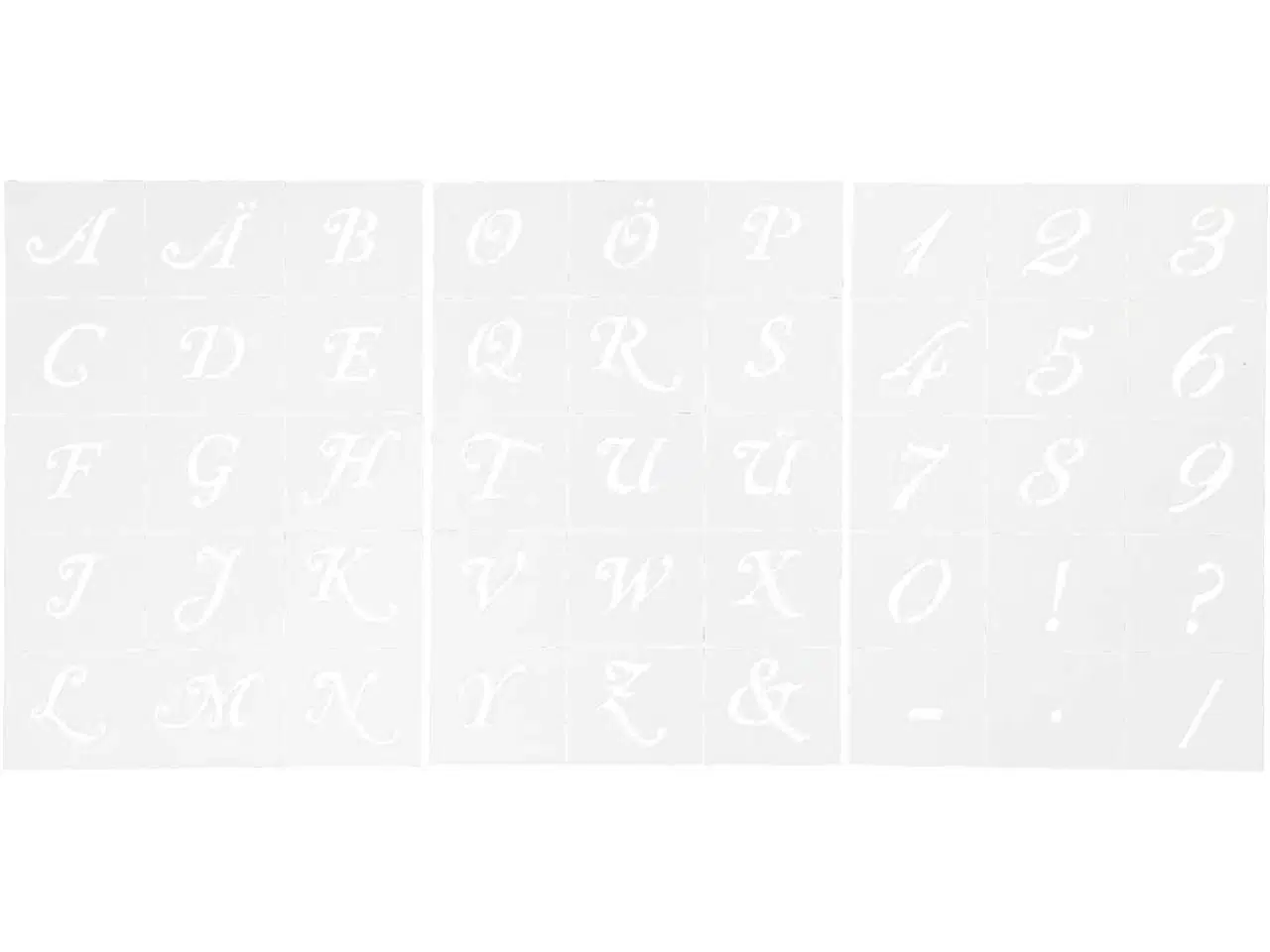 Billede 1 - Skabeloner, bogstaver og tal, H: 20-30 mm, A5, ark 148x210 mm, 3 ark/ 1 pk.