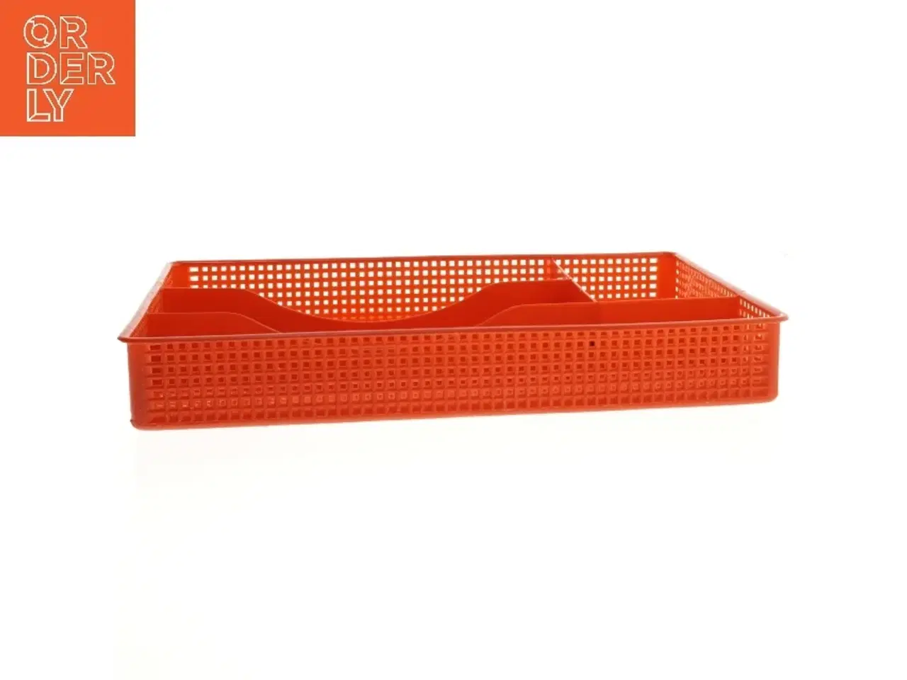 Billede 2 - Orange plastbakke til opbevaring fra Imerco (str. 34x21x5 cm)