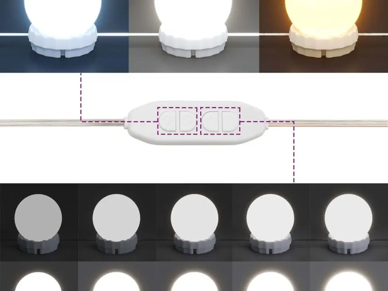 Billede 10 - Makeupbord med LED-lys 80x41x134,5 cm hvid