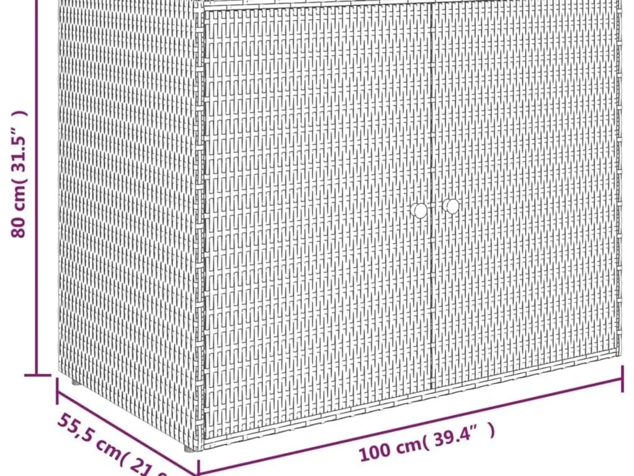 Billede 8 - Haveskab sort 100x55,5x80 cm polyrattan
